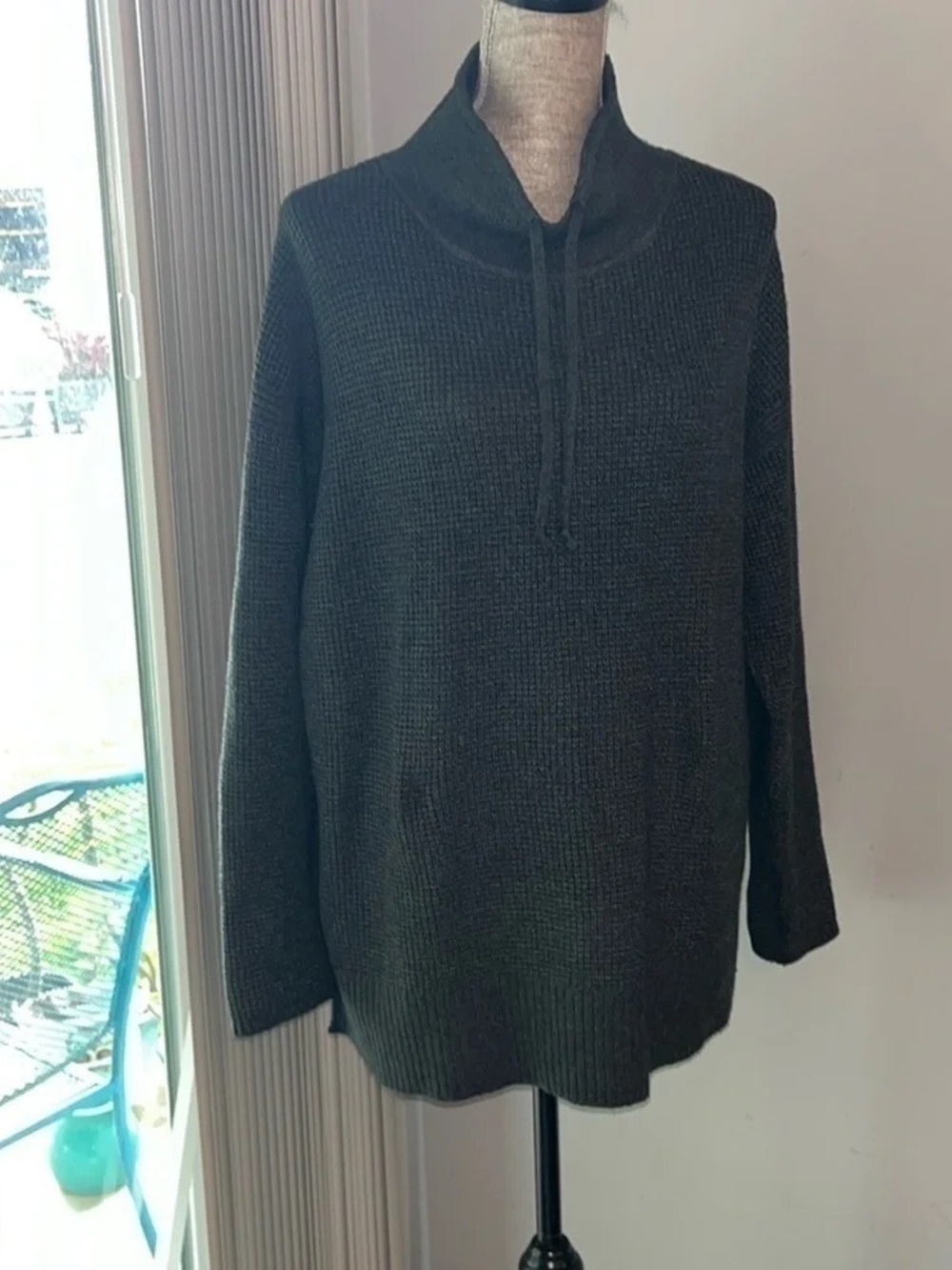 Men's Dark Gray Funnel Neck Knit Sweater